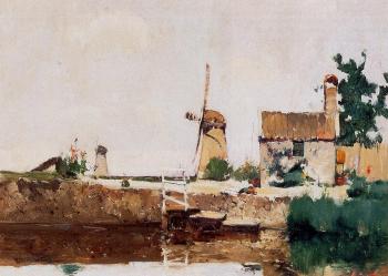 John Henry Twachtman : Windmills Dordrecht